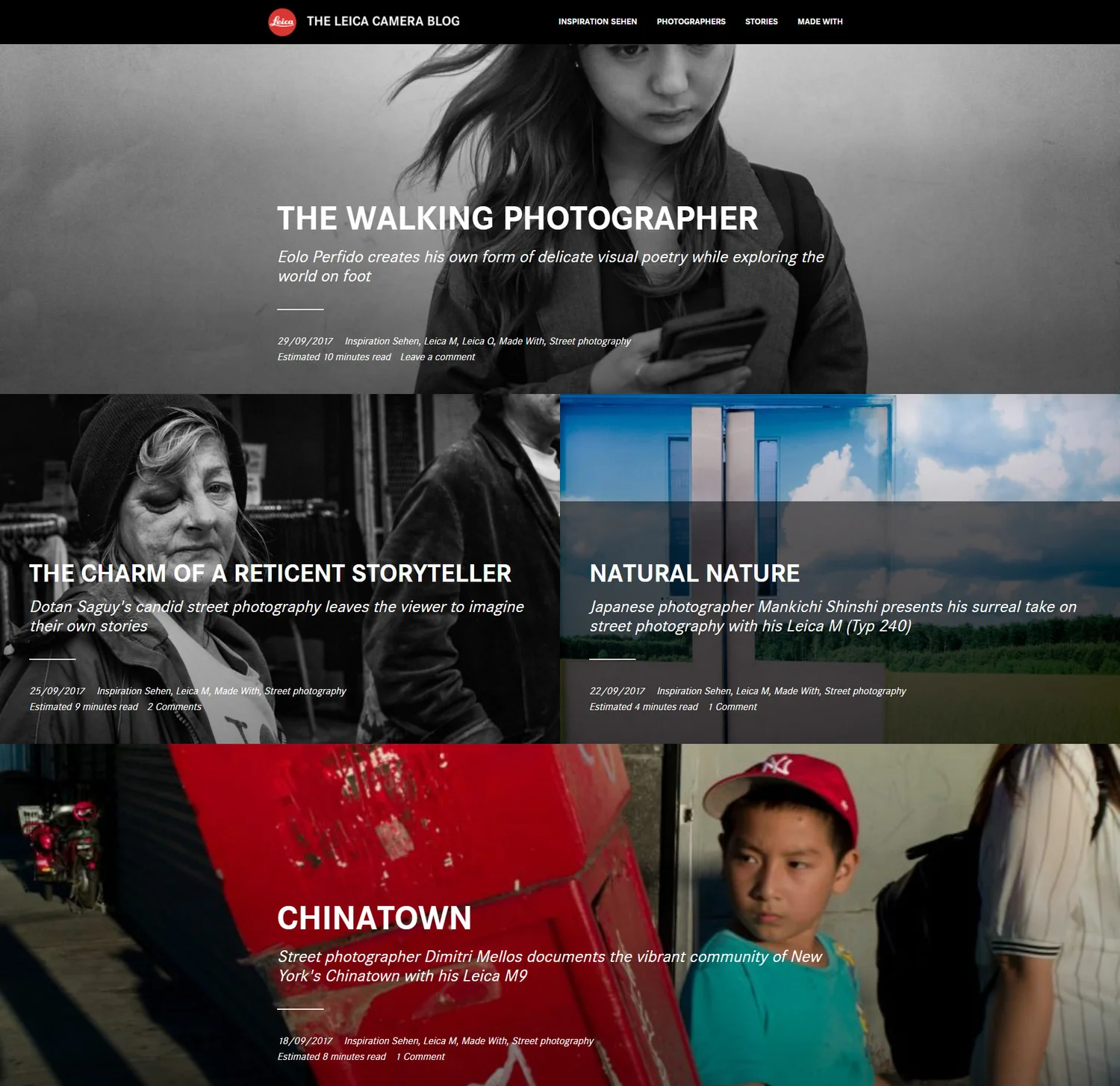 Leica Camera Blog page featuring The Walking Photographer interview