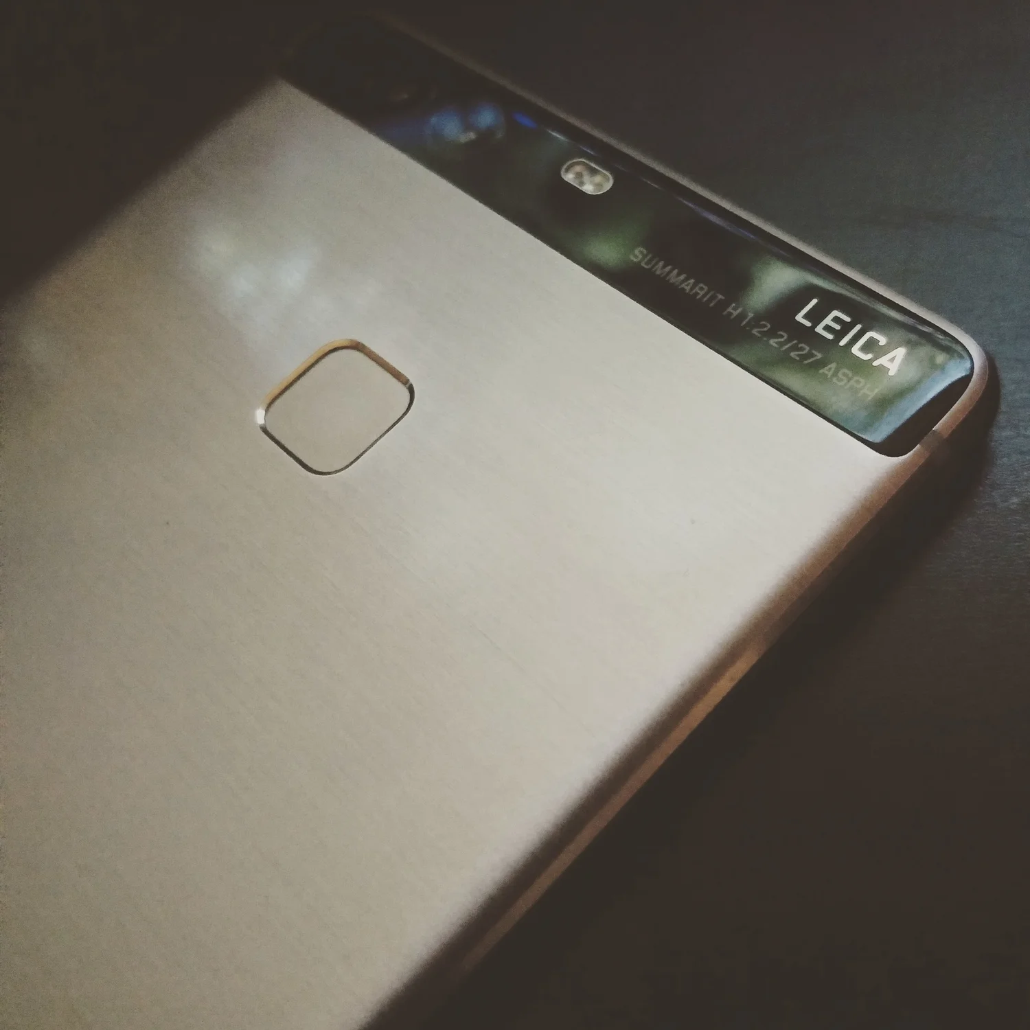 Rear view of a Huawei P9 Plus phone with Leica branding