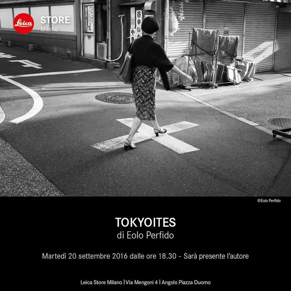 Tokyoites exhibition poster featuring a pedestrian crossing a street